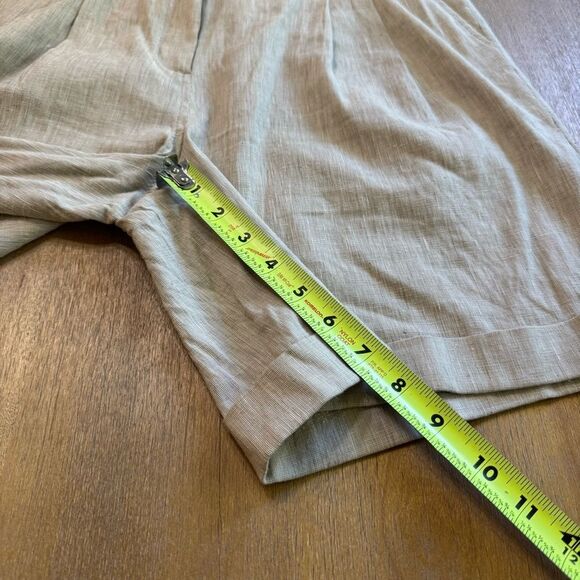 FRAME Linen Shorts Pleated Size 4 Stretch High Rise Cuffed‎ Hem - Picture 5 of 11
